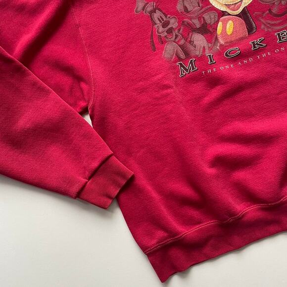 Vintage Mickey Mouse Disney Red Crewneck 90s Sweater Fits like XL - Picture 3 of 4